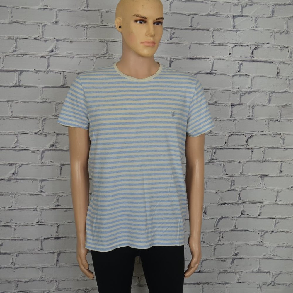 Mens All Saints Tonic Stripe Crew graphic tee t-shirt